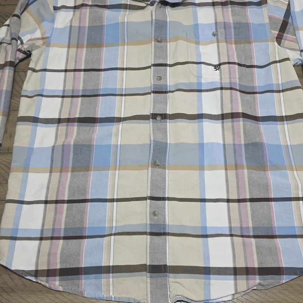 Wrangler 20X Button Up Shirt Mens XL Blue Plaid Western Long Sleeves - Picture 4 of 11